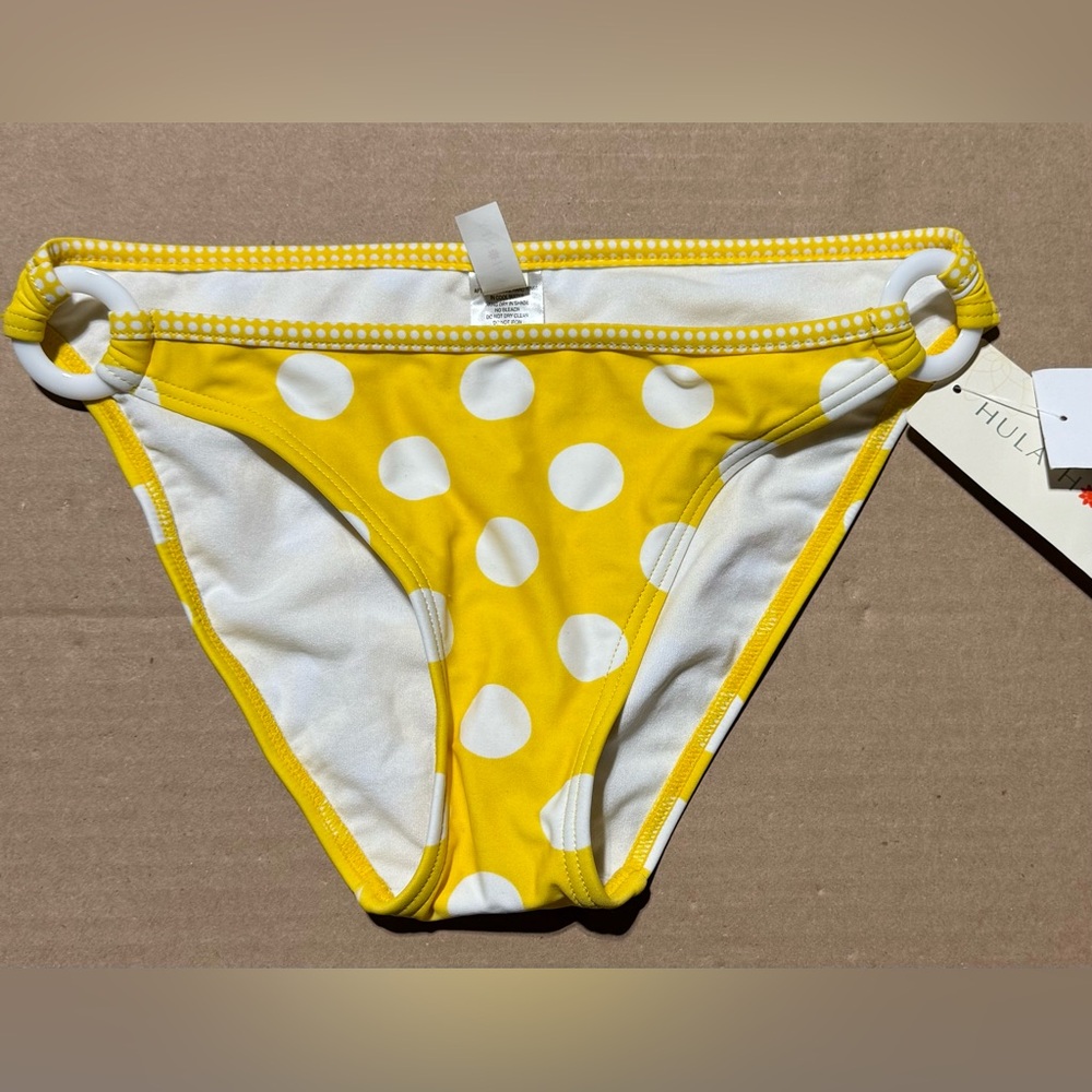 Women’s Small Hula Honey Yellow Polka Dot Swim Bikini Bottom NWT